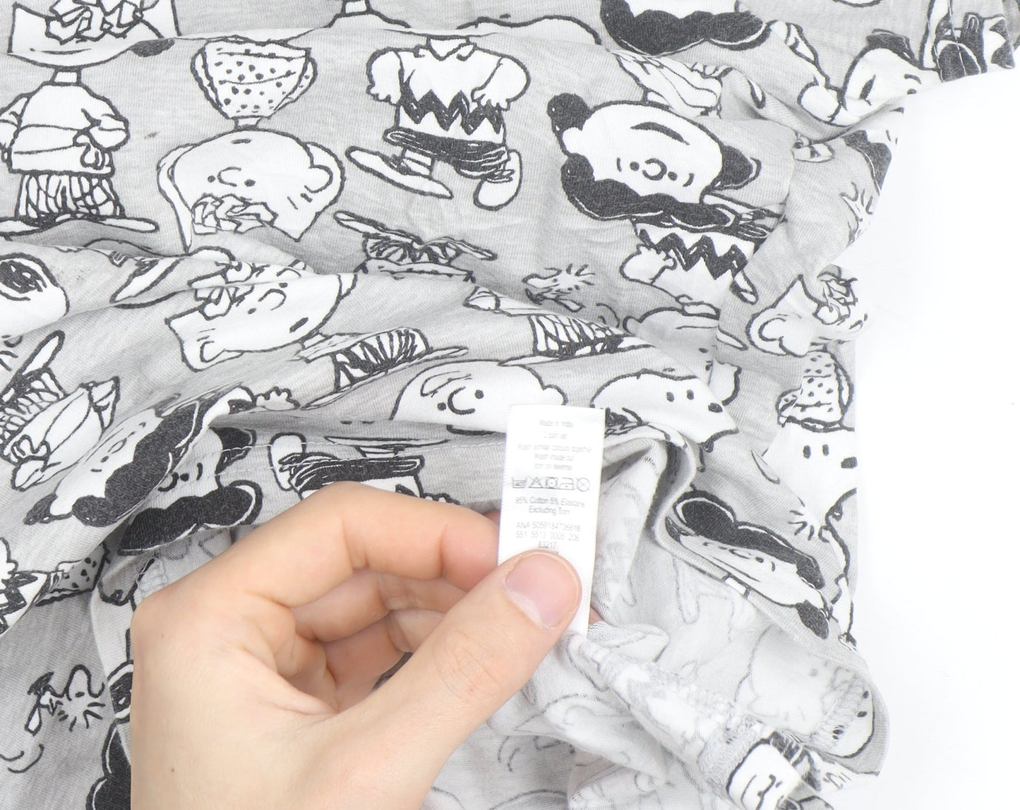 Peanuts Grey Cartoon Print T-Shirt Women Size 12-14 Cotton Crew Neck