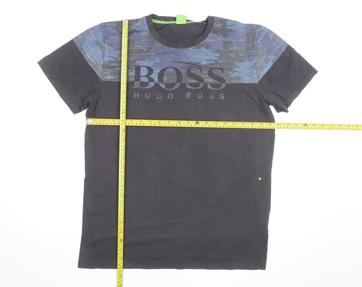 Hugo Boss Mens Black Blue Slim Fit Graphic Logo T-Shirt Size M