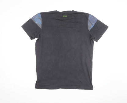 Hugo Boss Mens Black Blue Slim Fit Graphic Logo T-Shirt Size M