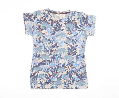 Trespass Womens Beige Blue Animal Print Cotton T-Shirt UK 10