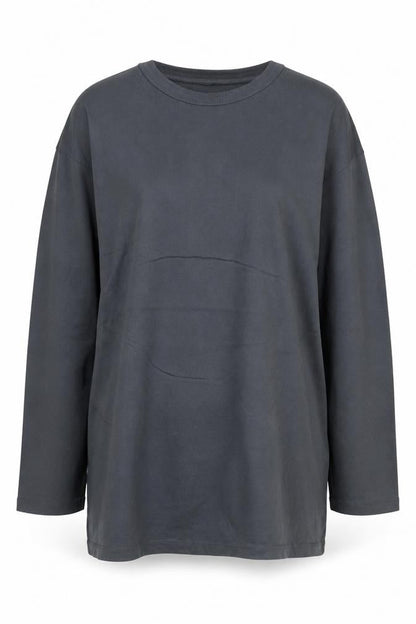 Front view of ASOS Design Women Black UK 10 Long Sleeve Cotton T-Shirt