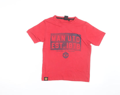 Manchester United Boys Red 6-7 Years Cotton Short Sleeve Graphic T-Shirt
