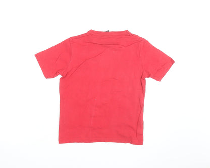 Manchester United Boys Red 6-7 Years Cotton Short Sleeve Graphic T-Shirt