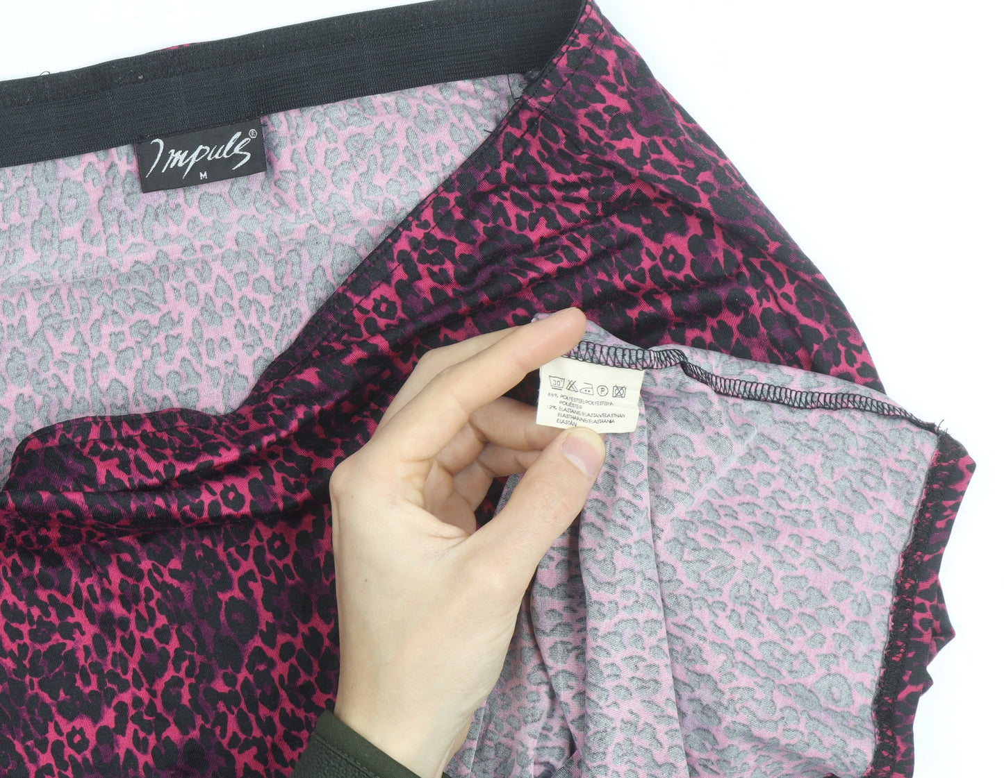 Impuls Women's Pink Animal Print Stretch Pencil Skirt M