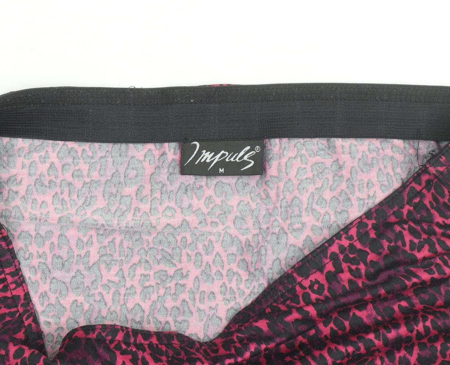 Impuls Women's Pink Animal Print Stretch Pencil Skirt M