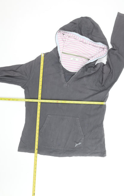 Joules Womens Grey Pullover Hoodie UK 14 Long Sleeve Cotton Casual