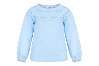 Joules Women Blue Pullover Sweatshirt UK 12 Bee Embroidered Cotton