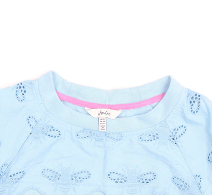 Joules Women Blue Pullover Sweatshirt UK 12 Bee Embroidered Cotton
