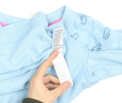 Joules Women Blue Pullover Sweatshirt UK 12 Bee Embroidered Cotton