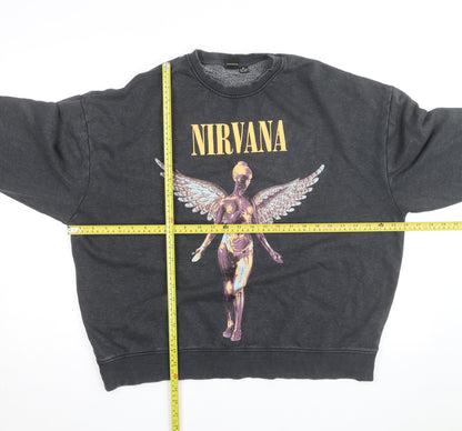 Nirvana Women's Black Pullover Sweatshirt Size 10/12 Crew Neck Rock Graphic