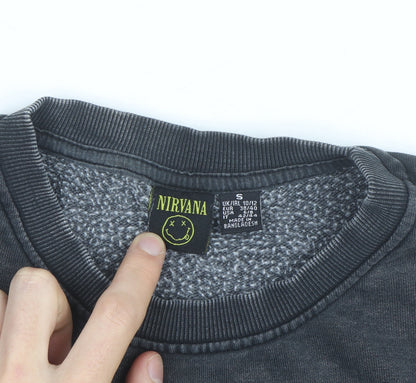 Nirvana Women's Black Pullover Sweatshirt Size 10/12 Crew Neck Rock Graphic