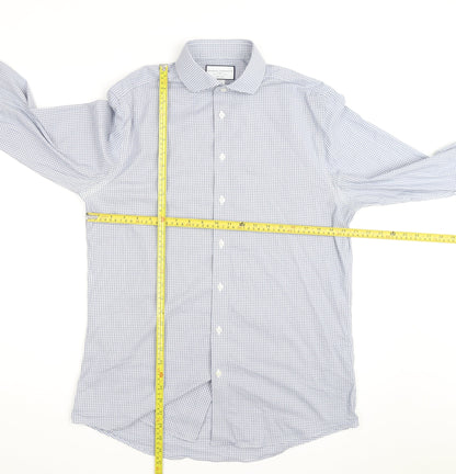 Charles Tyrwhitt Men's Blue Check Slim Fit Non-Iron Dress Shirt 16/41