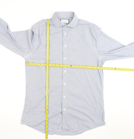 Charles Tyrwhitt Men's Blue Check Slim Fit Non-Iron Dress Shirt 16/41