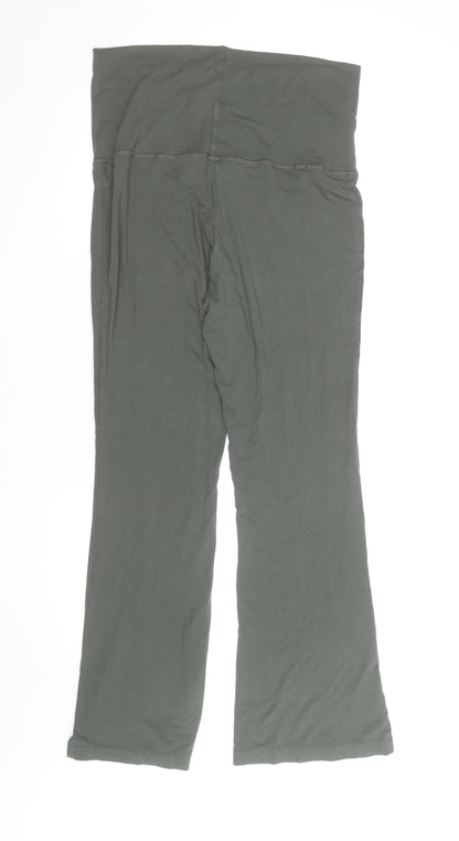 H&M Women Green Yoga Flared Trousers M Regular Fit Cotton Stretch