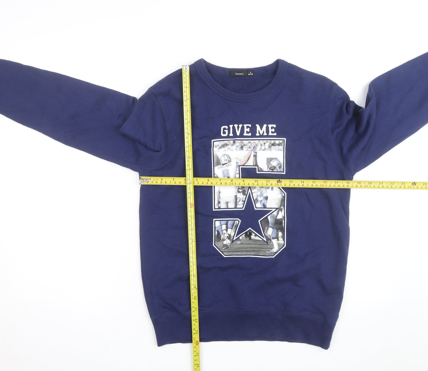 Bossini Men's Blue Graphic Print Pullover Sweatshirt XS