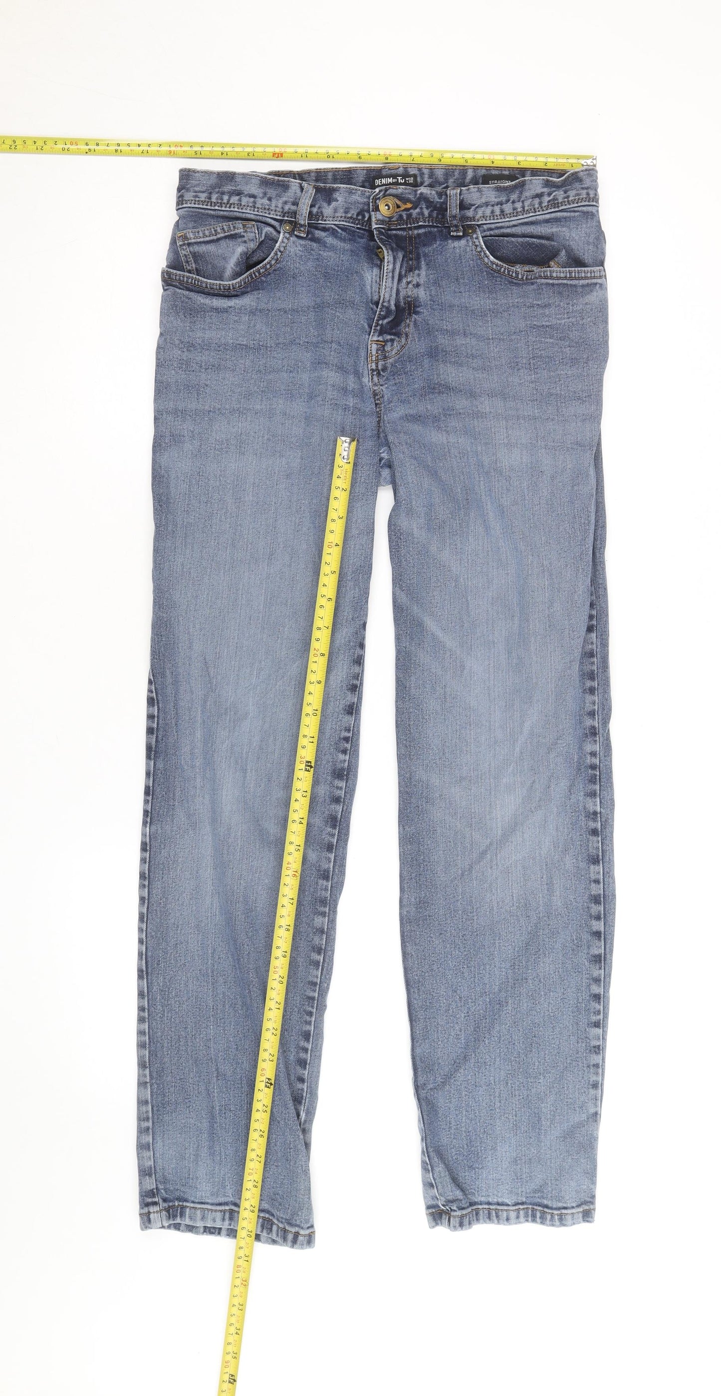 Tu Men’s Blue Straight Leg Denim Jeans W32 L32 Cotton Blend
