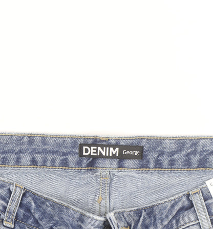 George Men's Blue Denim Chino Shorts Light Wash 100% Cotton Size L