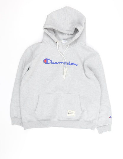 Champion Men's Grey XL Pullover Hoodie Embroidered Logo