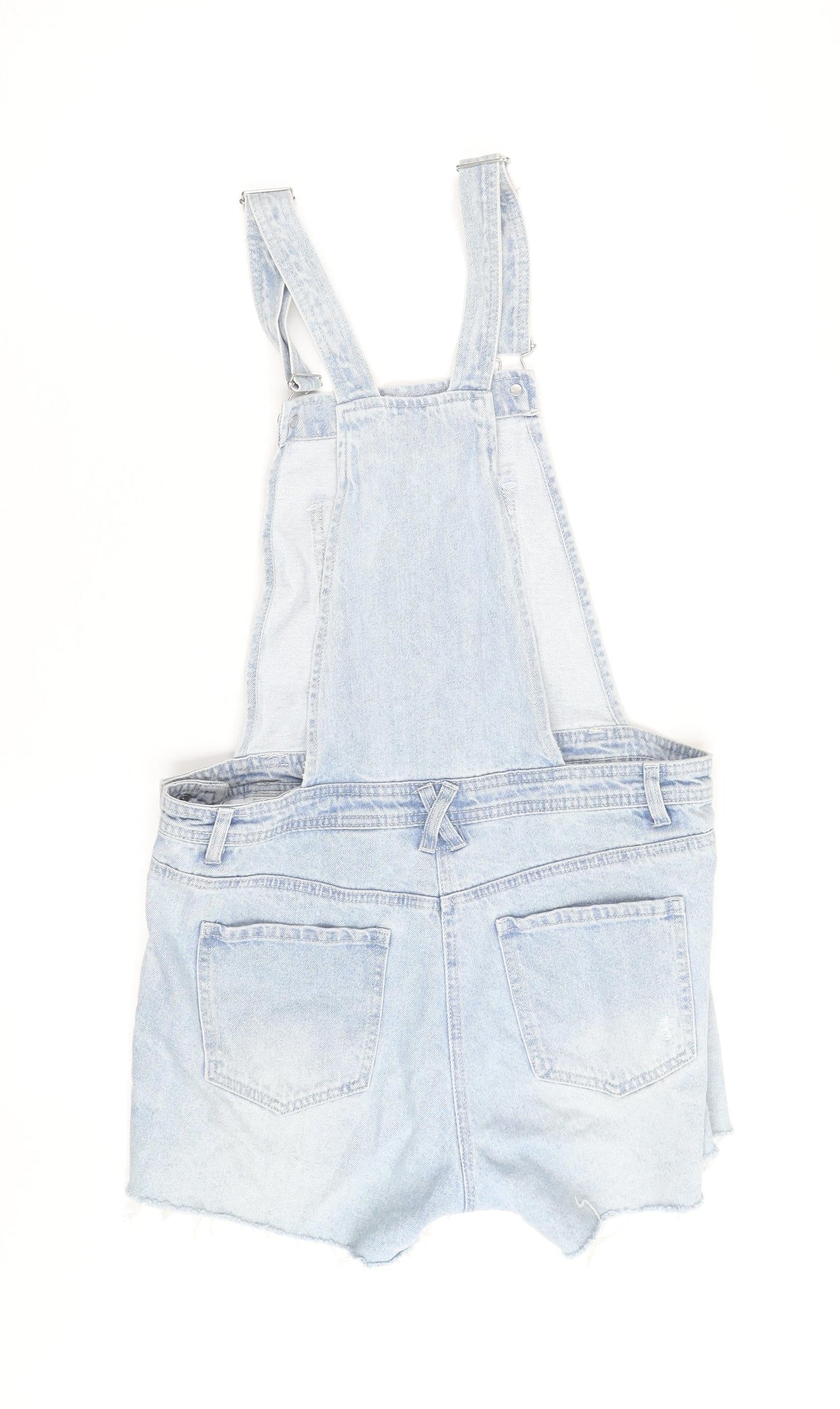 Next Women's Blue Light Wash Denim Short Dungarees Size 12