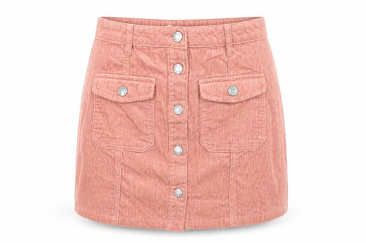 Stradivarius Women Pink Corduroy A-Line Button Mini Skirt Size 6