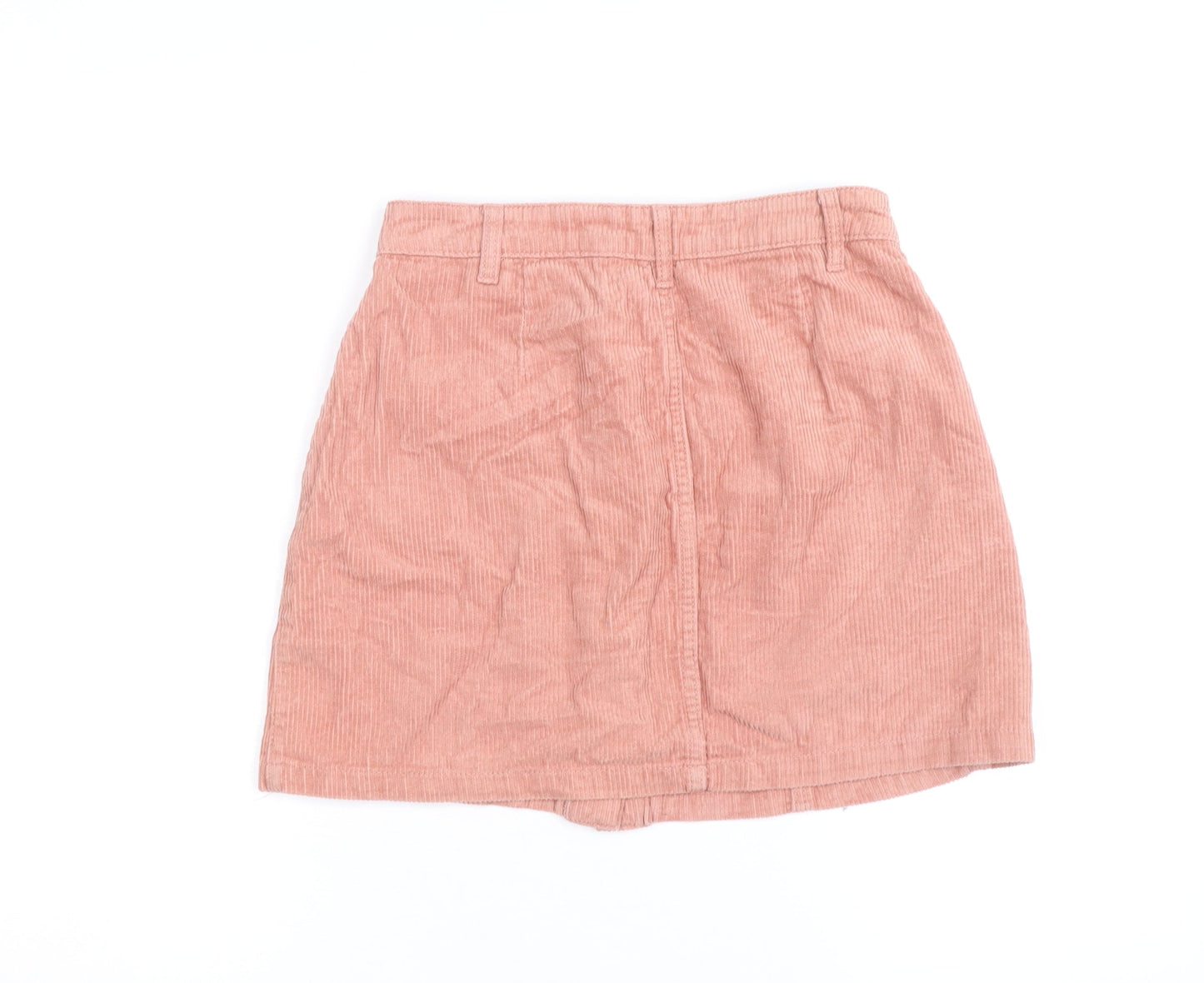 Stradivarius Women Pink Corduroy A-Line Button Mini Skirt Size 6