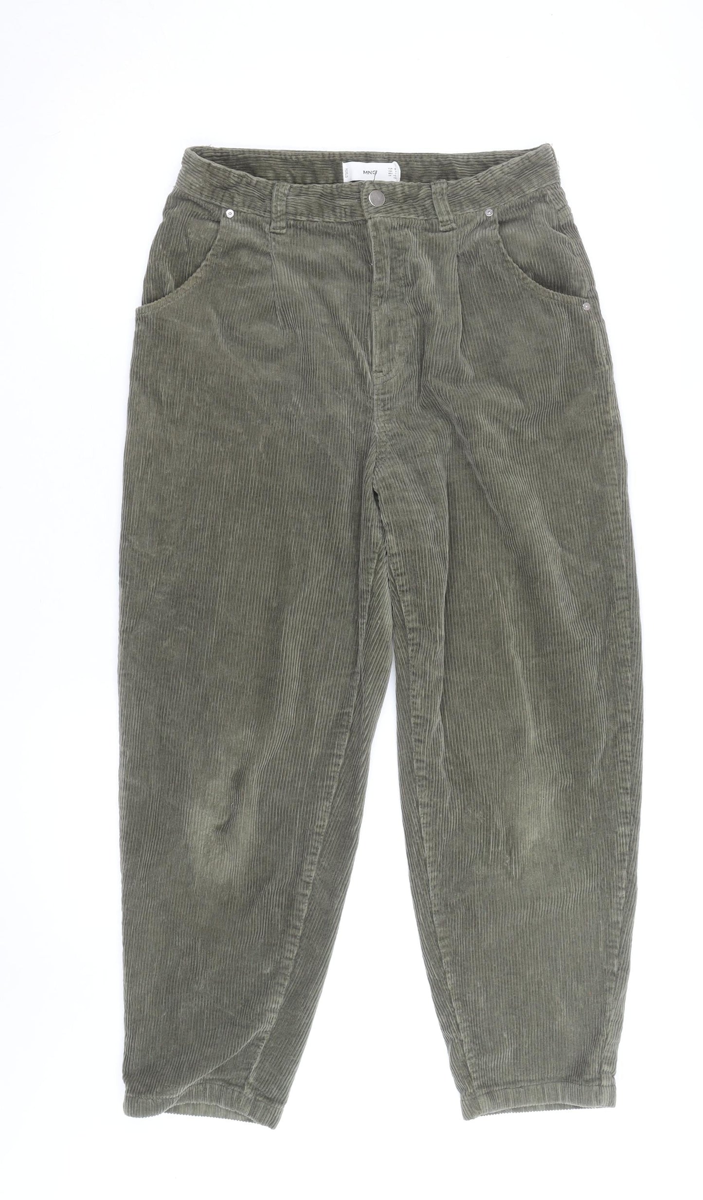 Mango Women's Green Corduroy Chino Trousers Size 10