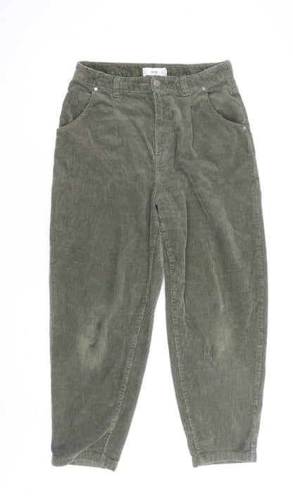 Mango Women's Green Corduroy Chino Trousers Size 10