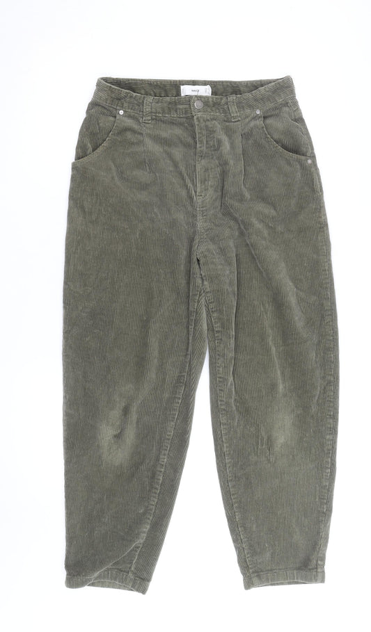 Mango Women's Green Corduroy Chino Trousers Size 10