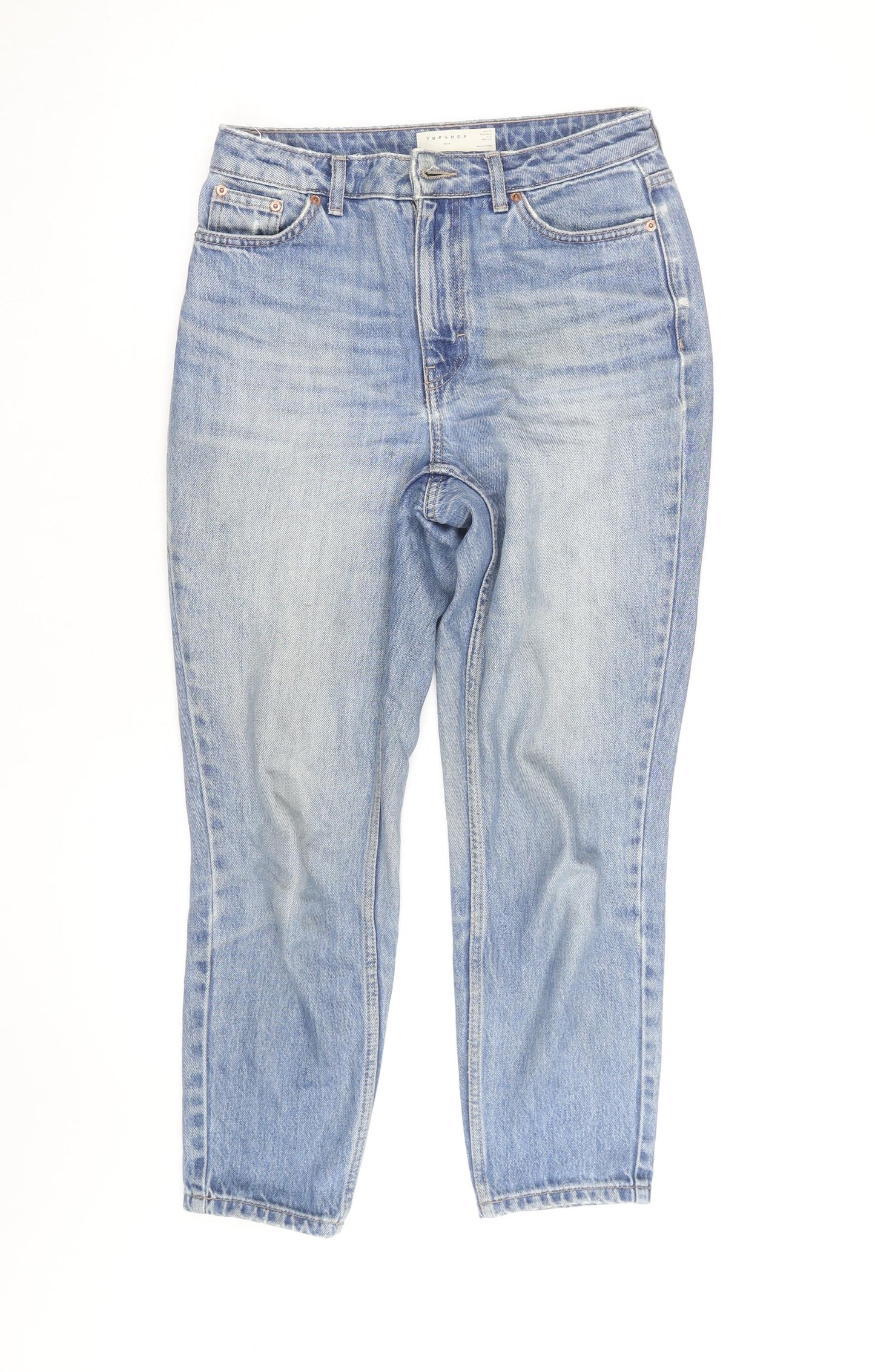 Topshop Women's Blue High Rise Mom Jeans Size 10 Regular Denim