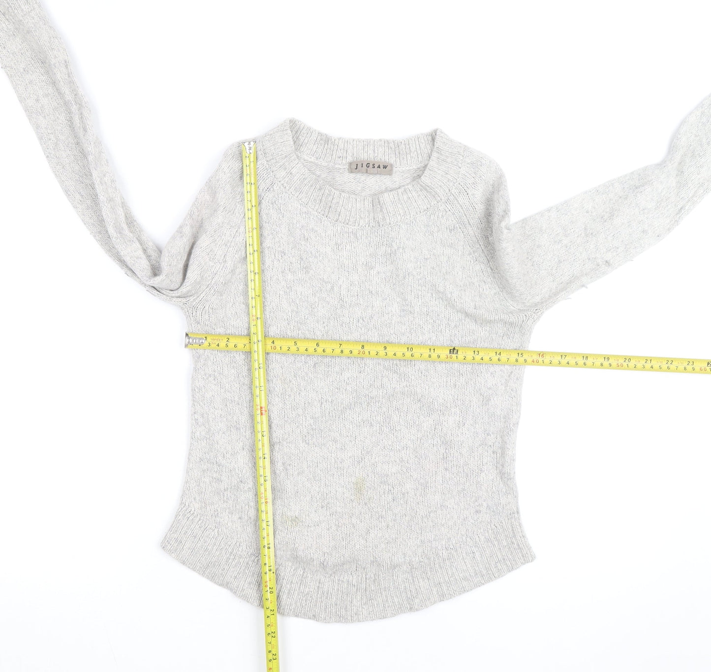 Jigsaw Womens Grey Wool Crew Neck Pullover Jumper Size S