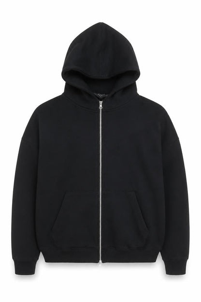 PULL&BEAR Men's Black Full Zip Hoodie Size L Regular Fit