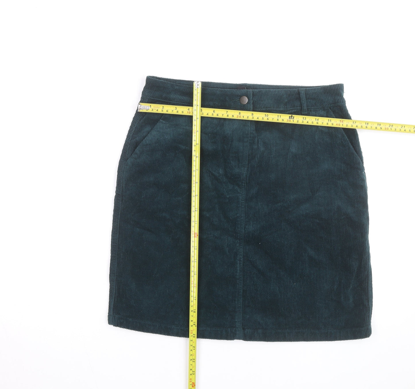 M&Co Women's Green Corduroy Knee Length Skirt UK 12 Straight Style