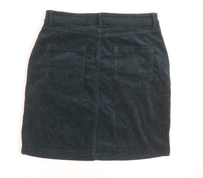 M&Co Women's Green Corduroy Knee Length Skirt UK 12 Straight Style