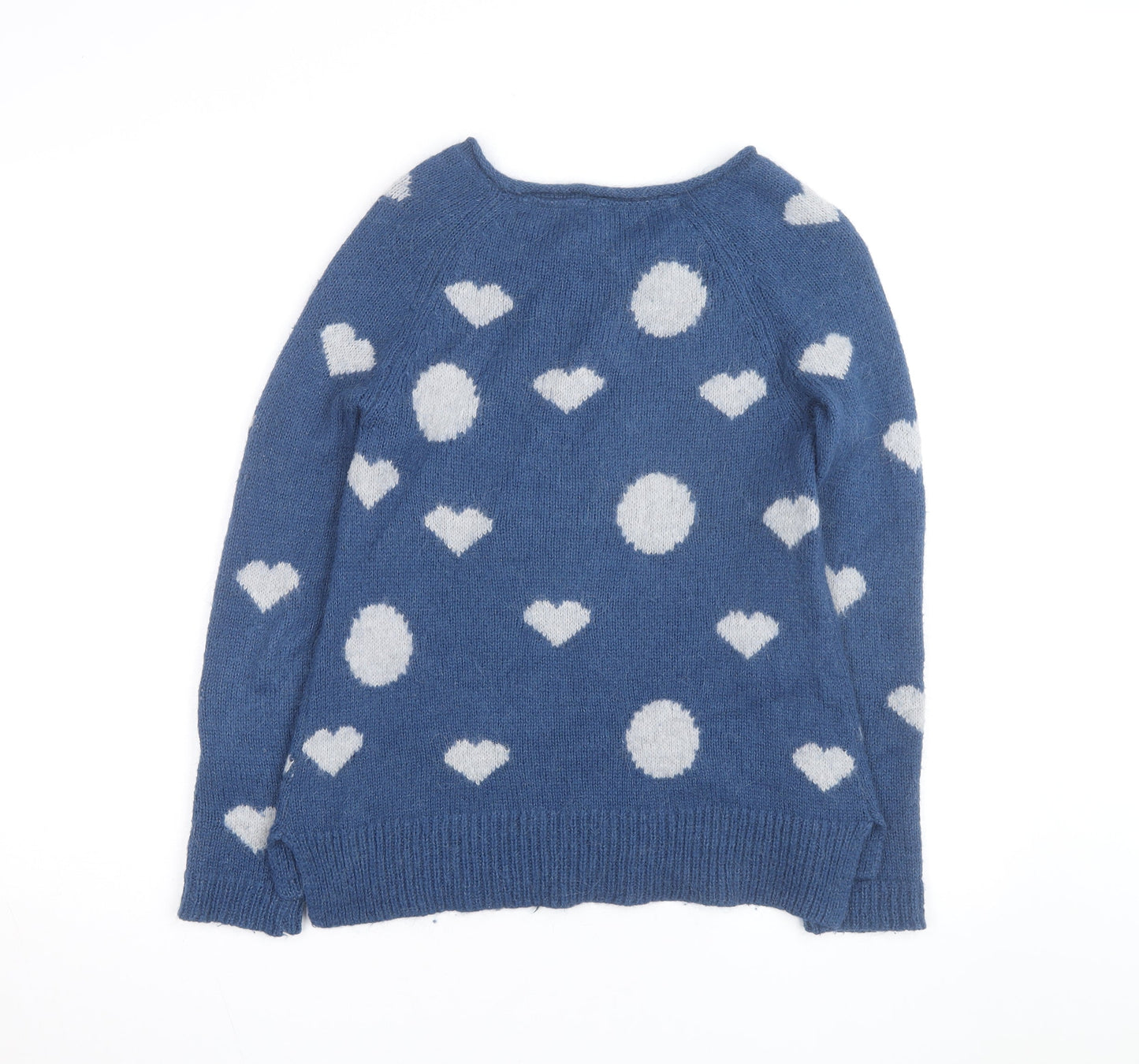 Holly Willoughby Women’s Blue Heart Knit Pullover Jumper Size 8