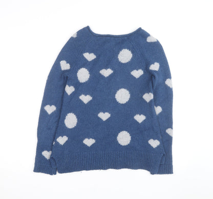 Holly Willoughby Women’s Blue Heart Knit Pullover Jumper Size 8