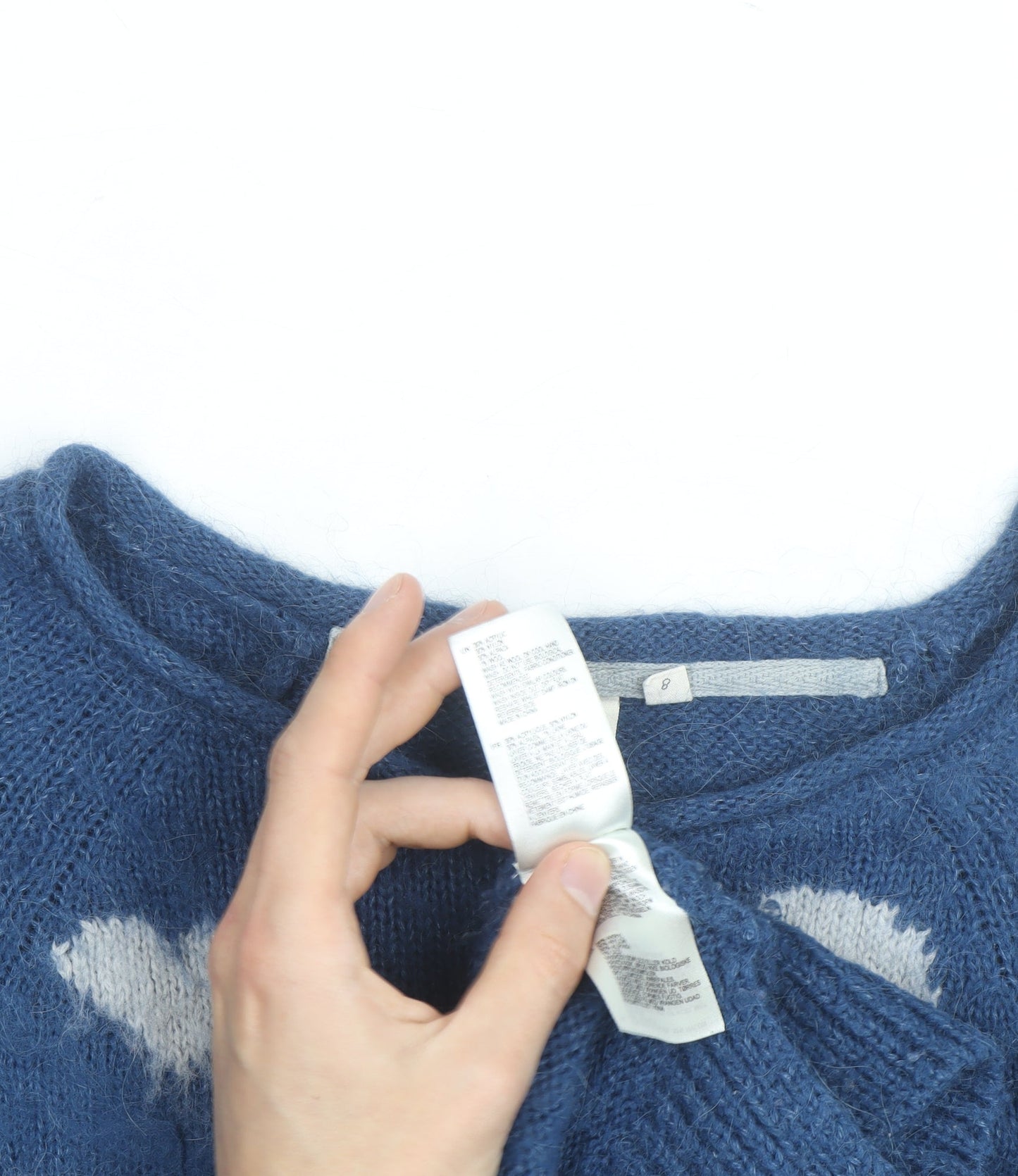 Holly Willoughby Women’s Blue Heart Knit Pullover Jumper Size 8