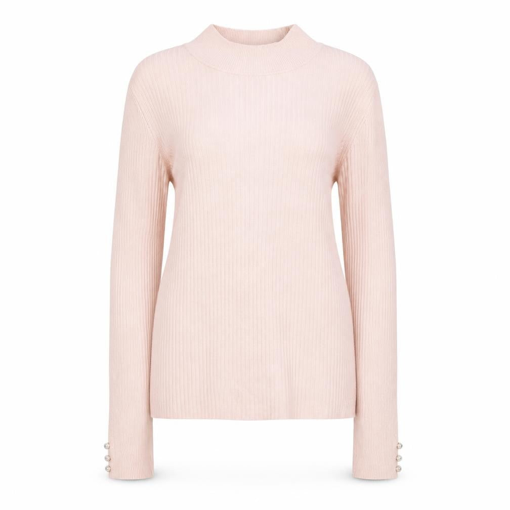 Lipsy Women Pink Ribbed Mock Neck Long Sleeve Pullover Jumper Size 10
