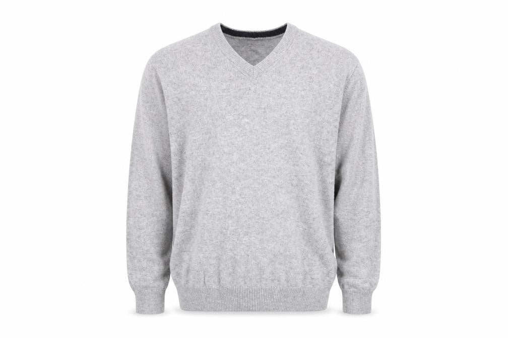 James Pringle Men's Grey Wool V-Neck Jumper Size L Classic Knit