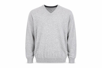 James Pringle Men's Grey Wool V-Neck Jumper Size L Classic Knit