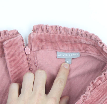 Oliver Bonas Womens Pink Corduroy Mini Skirt Size 10