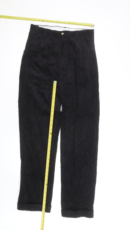 Club Montana Men's Black Corduroy Straight Leg Jeans 32W Regular Fit