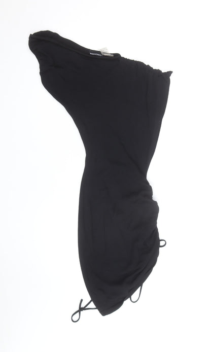 Wander Doll Women’s Black XS One Shoulder Ruched Bodycon Dress