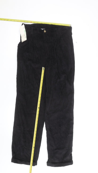 Club Montana Men's Black Corduroy Straight Jeans Size 33 Regular Fit