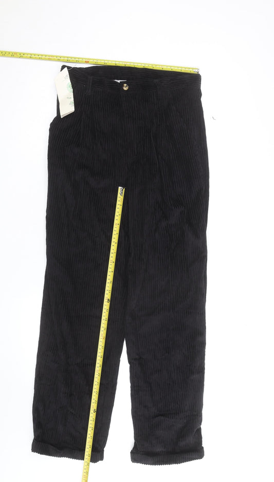 Club Montana Men's Black Corduroy Straight Jeans Size 33 Regular Fit