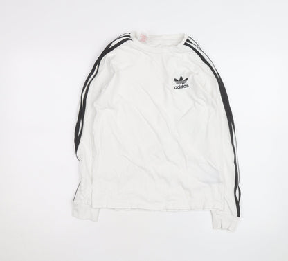 Adidas Boys White Long Sleeve T-Shirt 10-11 Years Sports Regular Fit