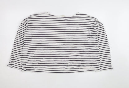 People Tree Women’s White Striped Organic Cotton Long Sleeve Top Size 16