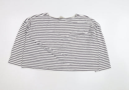 People Tree Women’s White Striped Organic Cotton Long Sleeve Top Size 16
