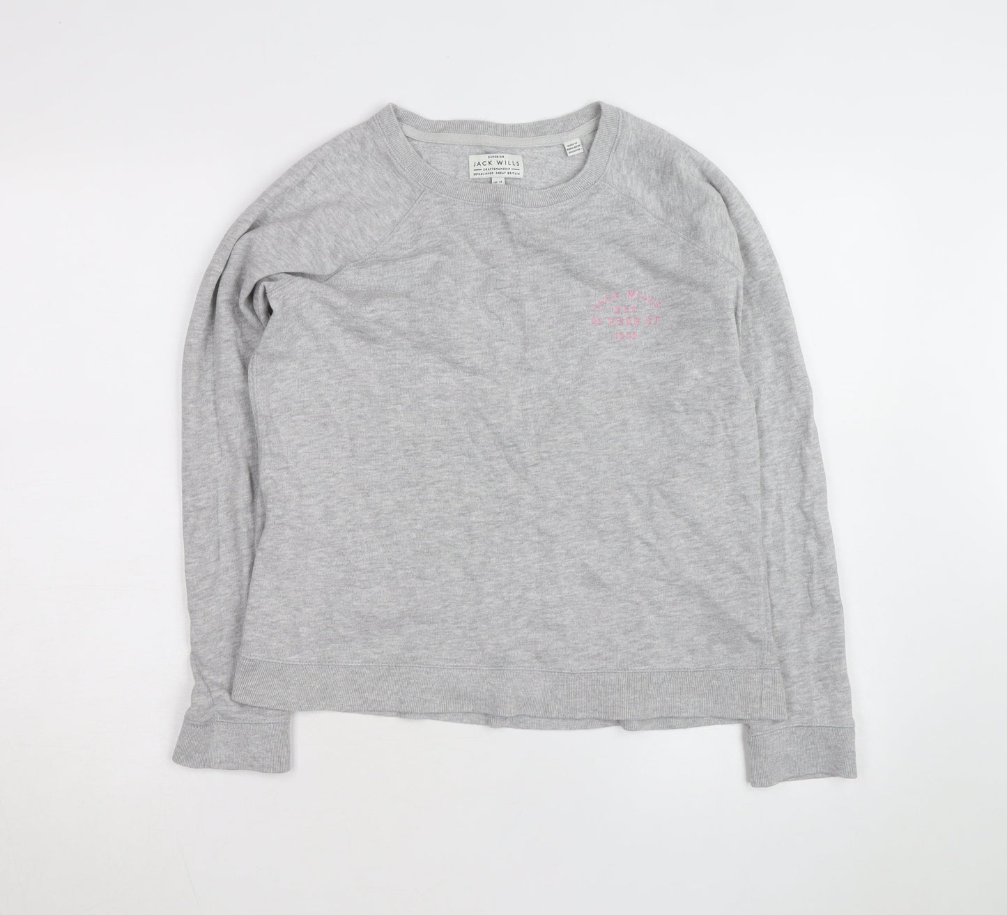 Jack Wills Women's Grey Crew Neck Sweatshirt Size 14