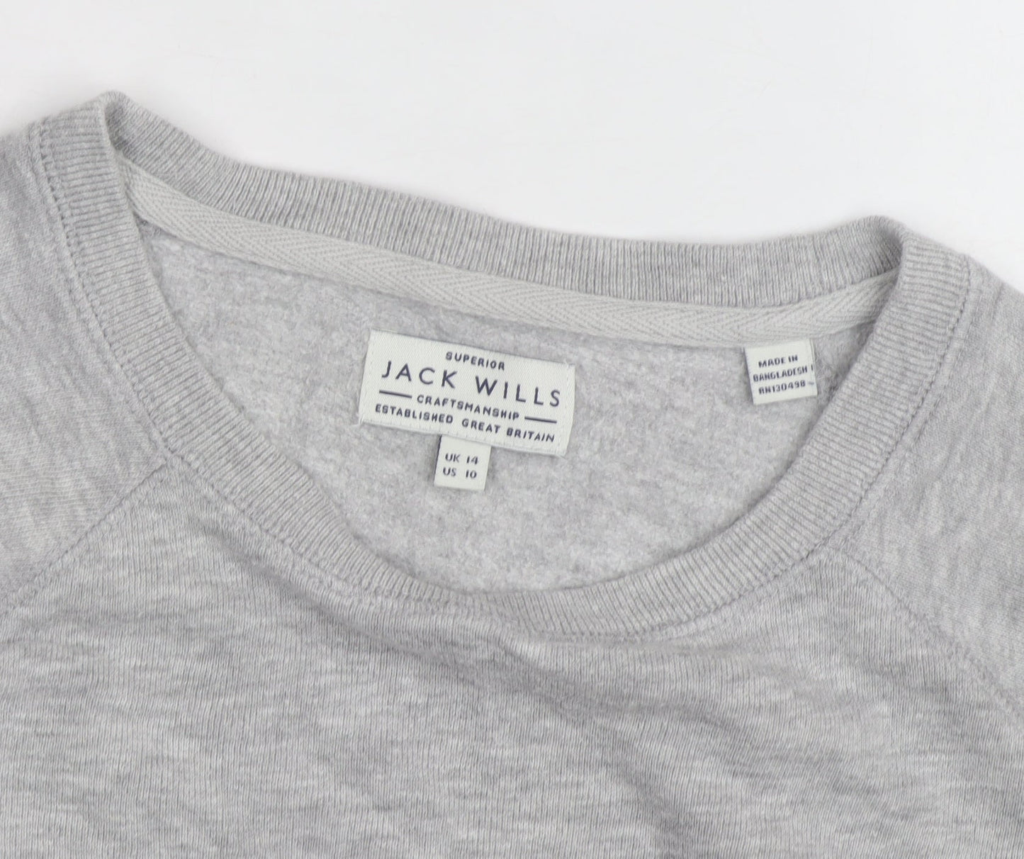 Jack Wills Women's Grey Crew Neck Sweatshirt Size 14