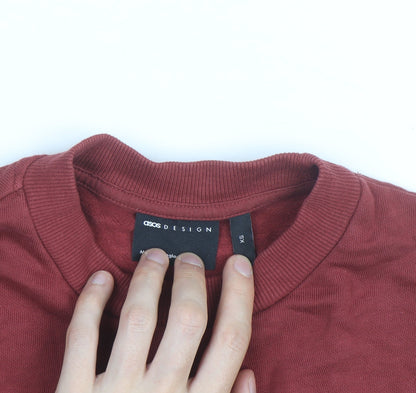 ASOS DESIGN Men's Red Graphic Pullover Sweatshirt XS Crew Neck